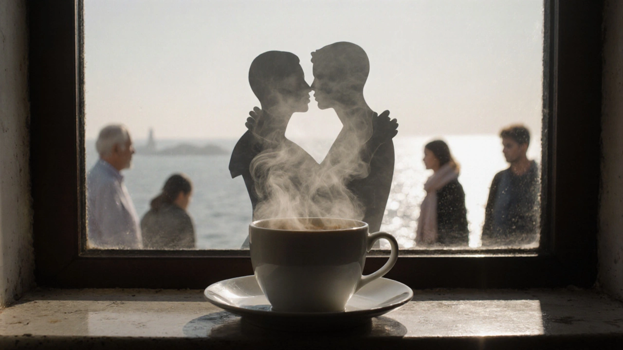 Bir kahve fincanının buharı, insan bağlarını sembolize ediyor.