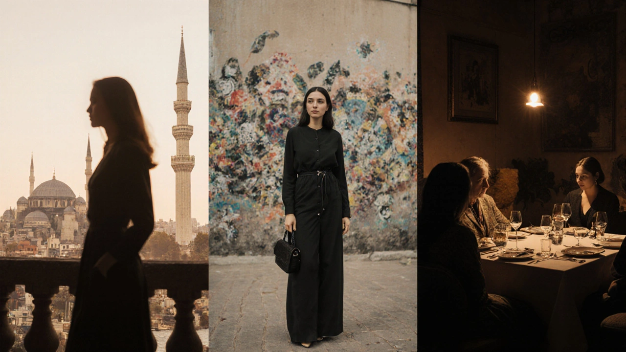 İstanbul&#039;un farklı semtlerinden dört kadın, şehrin ikonik manzaralarıyla silüette gösteriliyor.