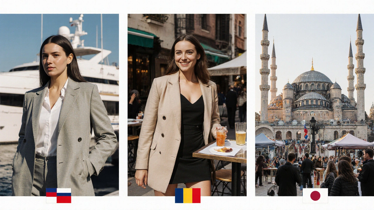 Üç farklı seviyede Avrupalı kadın, İstanbul’un farklı mekanlarında gösteriliyor.