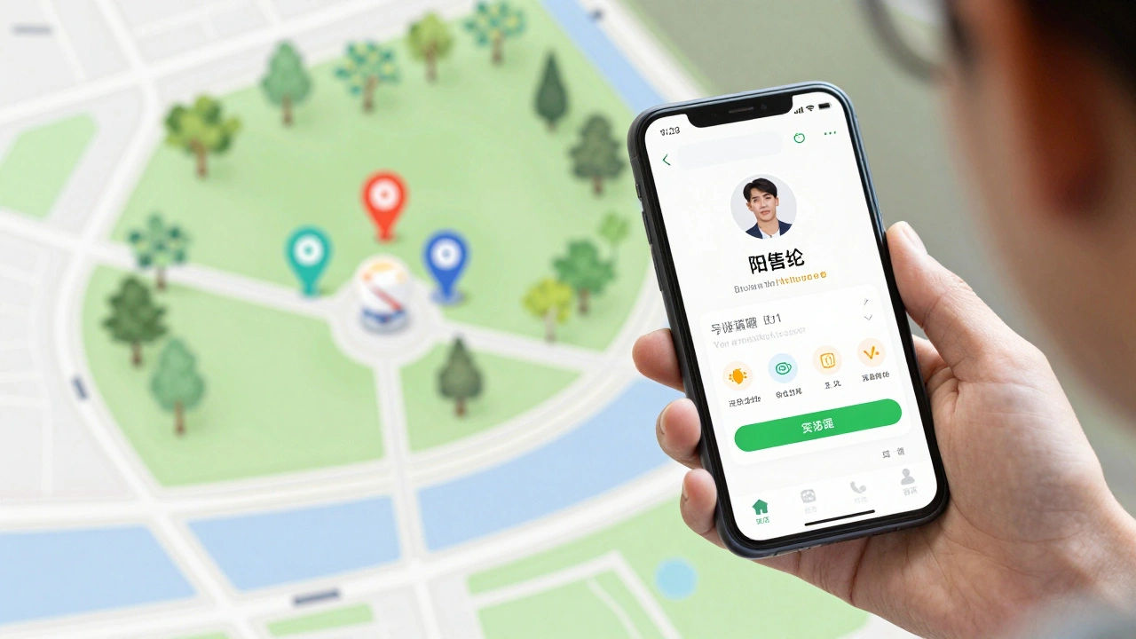 Bir akıllı telefon ekranında kimlik doğrulama ve güvenli buluşma yeri gösteriliyor.