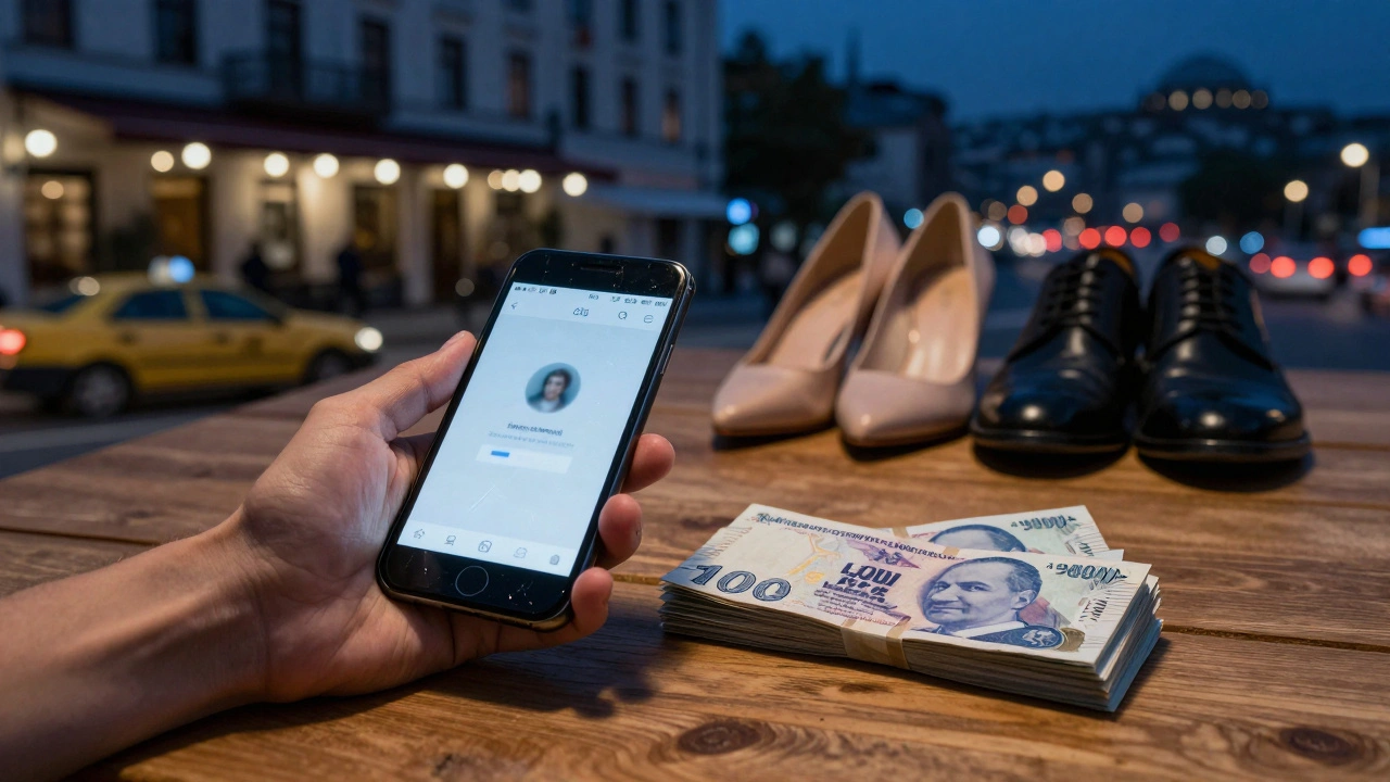 Bir telefon, nakit para ve İstanbul gece manzarası, güven ve seçim temalarıyla.