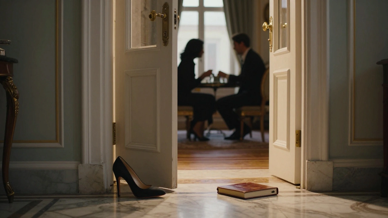 Parlak ışıkla aydınlanan bir kapı, içeriye gizli bir an sunuyor.