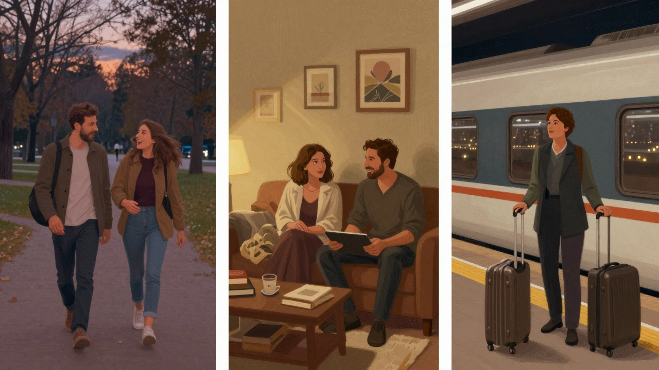 Sancaktepe'de üç farklı sosyal etkinlik: parkta yürüyüş, film izleme ve seyahat.