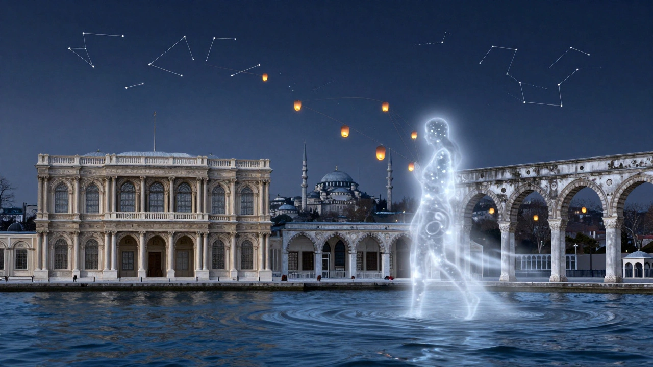 Topkapı Sarayı ve Bosporus'un fantastik bir şekilde birleştiği gece manzarası.