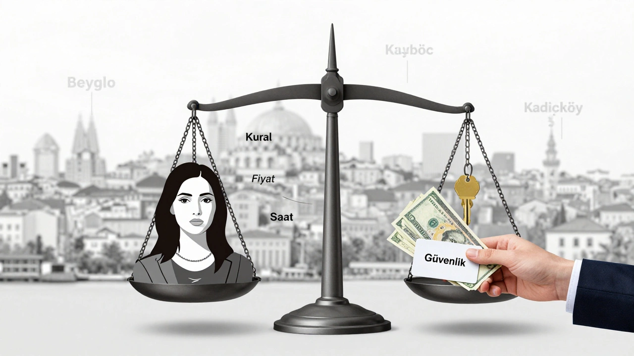 Escort ajans sisteminde kadın ve müşteri arasındaki dengesiz güç ilişkisi sembolik olarak gösteriliyor.