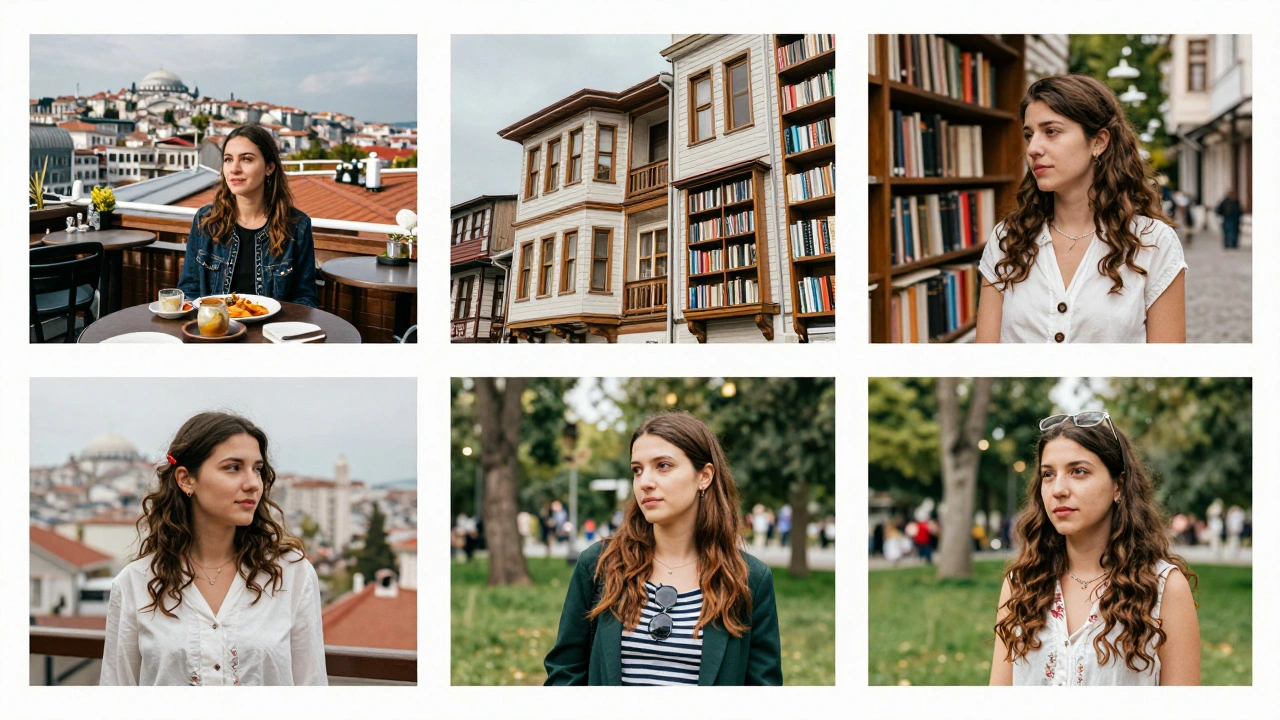 İstanbul'da dört farklı escort profili, farklı semtlerde doğal ortamlarda.