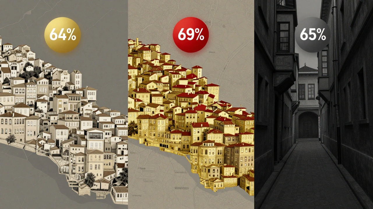 İstanbul'un üç semtinde fiyat ve güvenlik seviyeleri görsel olarak karşılaştırılıyor.