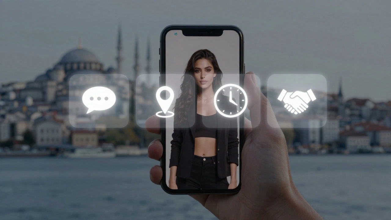 Bir akıllı telefon ekranında doğrulanmış bir profil ve güvenli hizmet sembolleri görülmektedir.