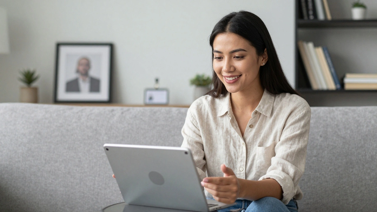 Bir escort, güvenli bir randevu için video görüşmesi yapıyor.