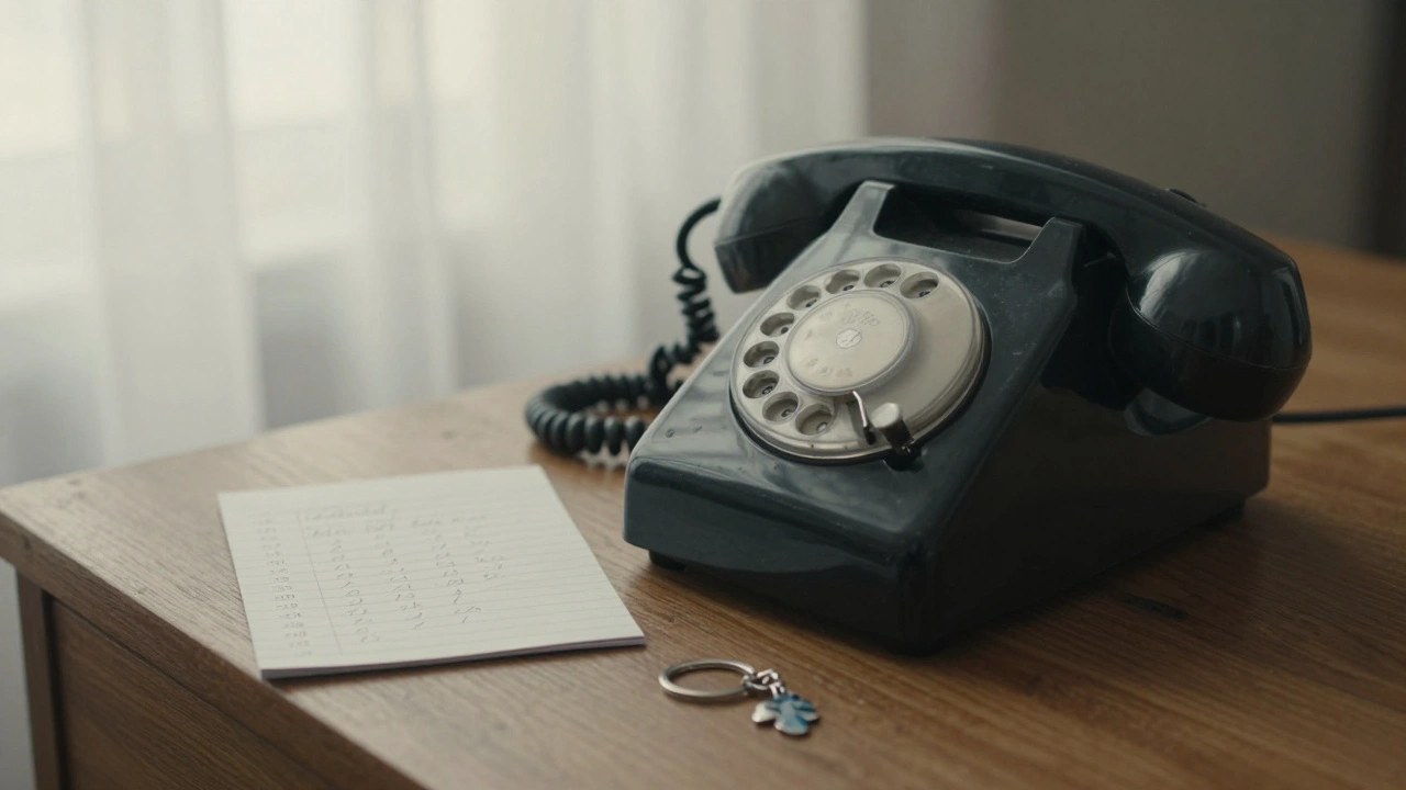 Eski bir telefon ve el yazısı numara, dijital olmayan gizlilik simgesi.