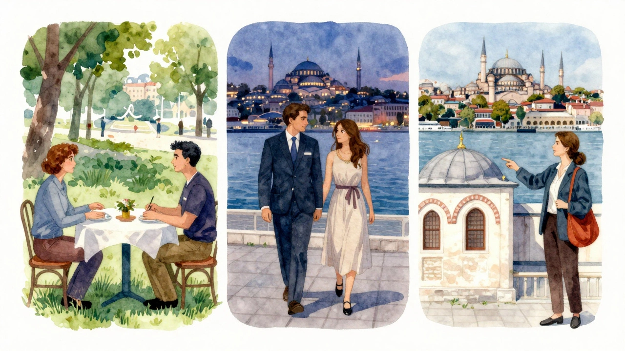 İstanbul'da üç farklı eşlik türü: sohbet, gece eşliği ve kültürel rehberlik simgeleniyor.